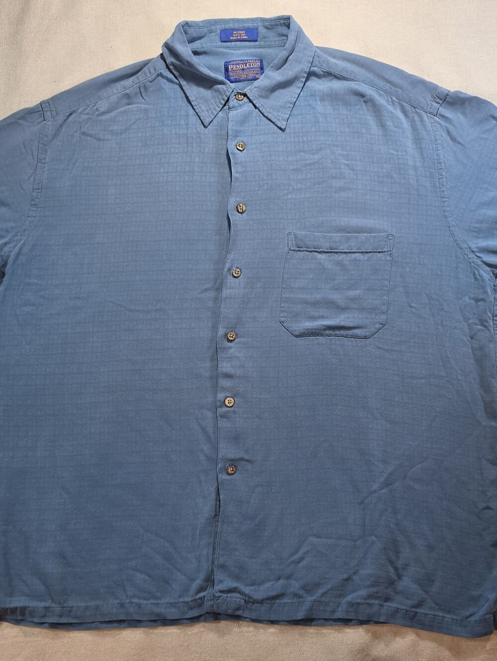 Pendleton Light Blue Silk Casual Button-Down Shirt XL